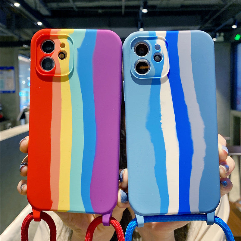 Rainbow Lanyard Silicone Case for iPhone