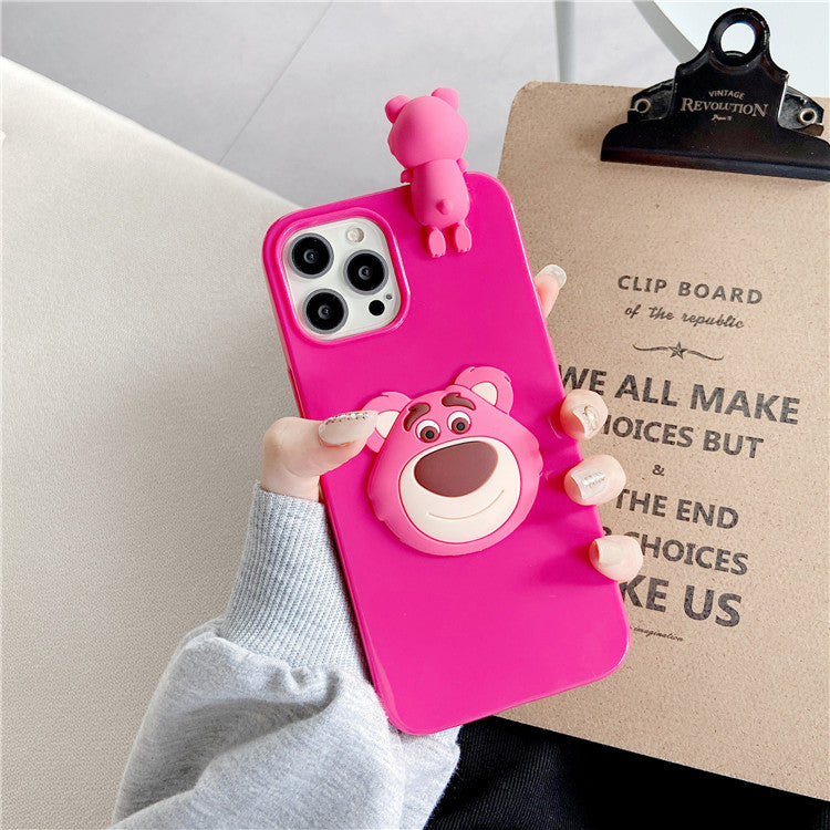 3D Strawberry Bear Soft Case for iPhone