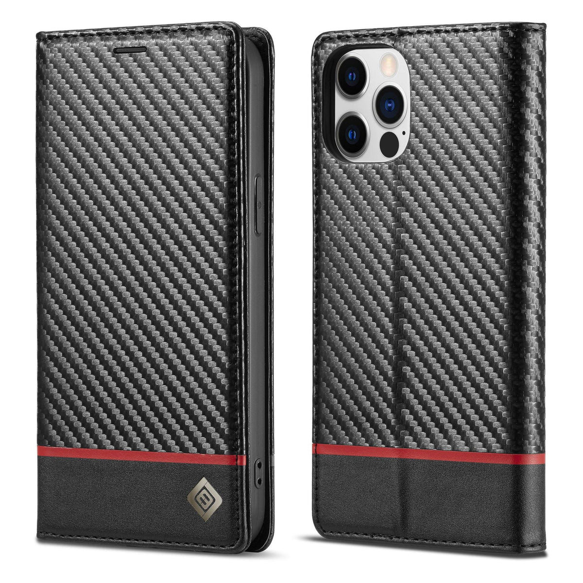 Carbon Fiber Magnetic Leather Case for iPhone