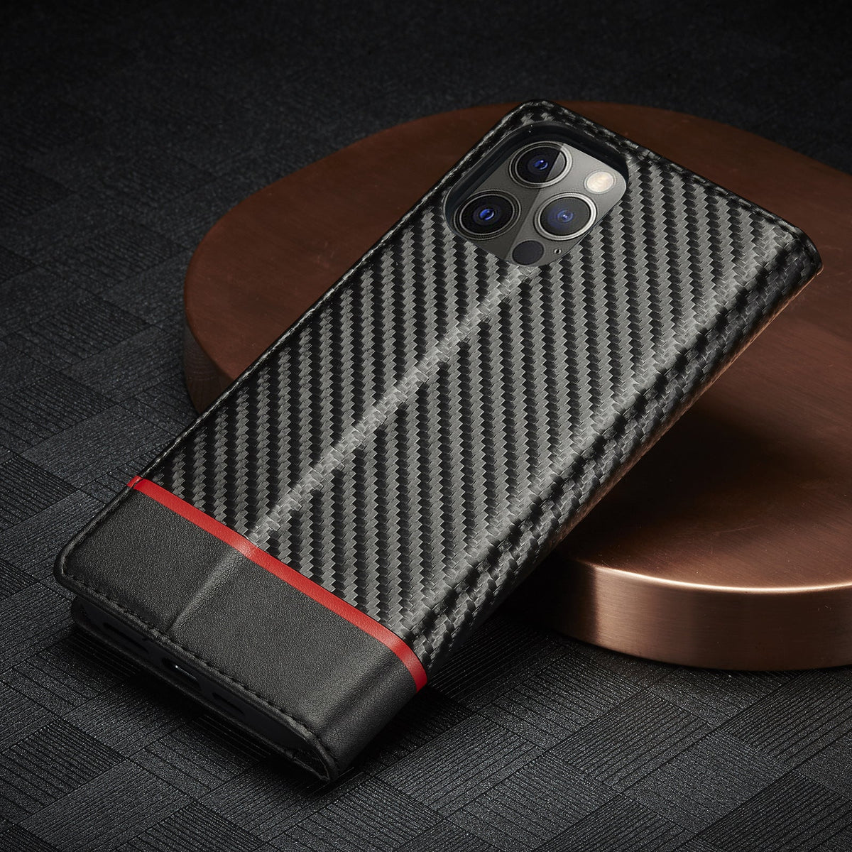 Carbon Fiber Magnetic Leather Case for iPhone
