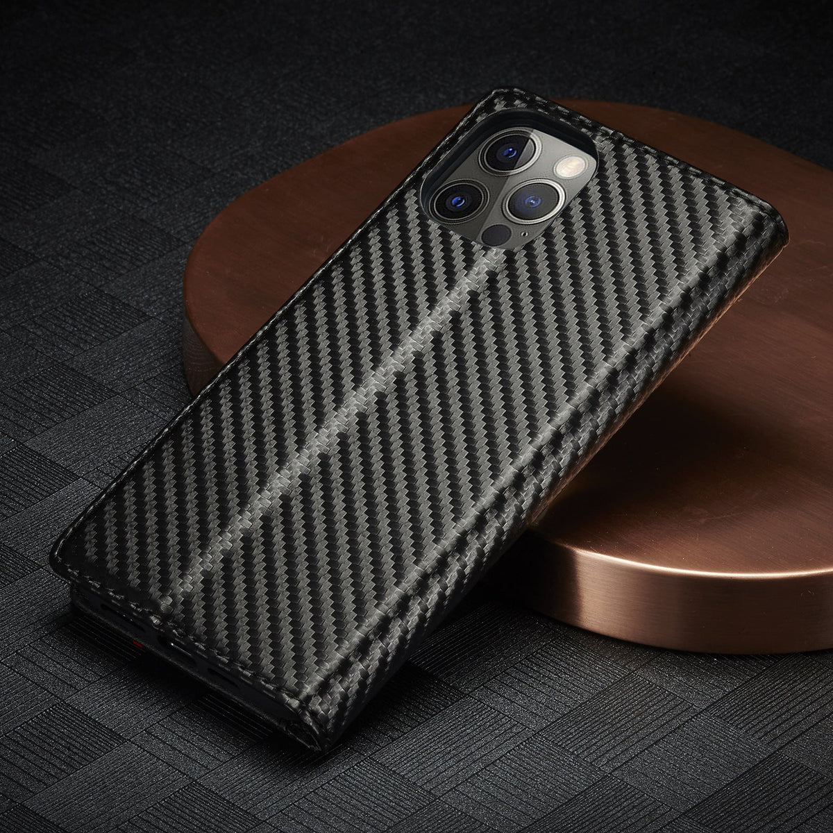Carbon Fiber Magnetic Leather Case for iPhone