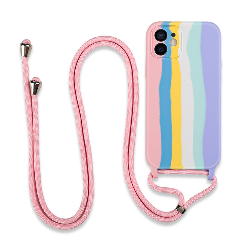 Rainbow Lanyard Silicone Case for iPhone