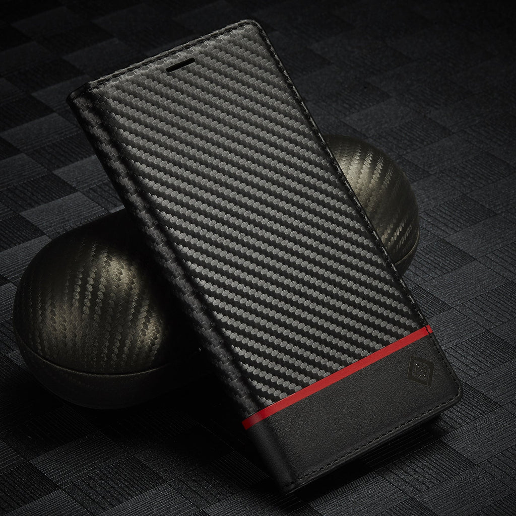 Carbon Fiber Magnetic Leather Case for iPhone