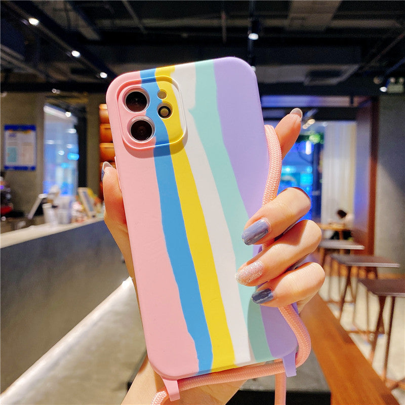 Rainbow Lanyard Silicone Case for iPhone