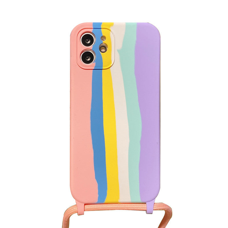 Rainbow Lanyard Silicone Case for iPhone