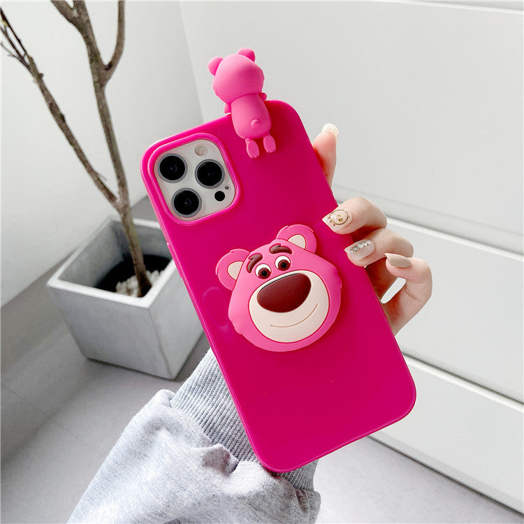3D Strawberry Bear Soft Case for iPhone