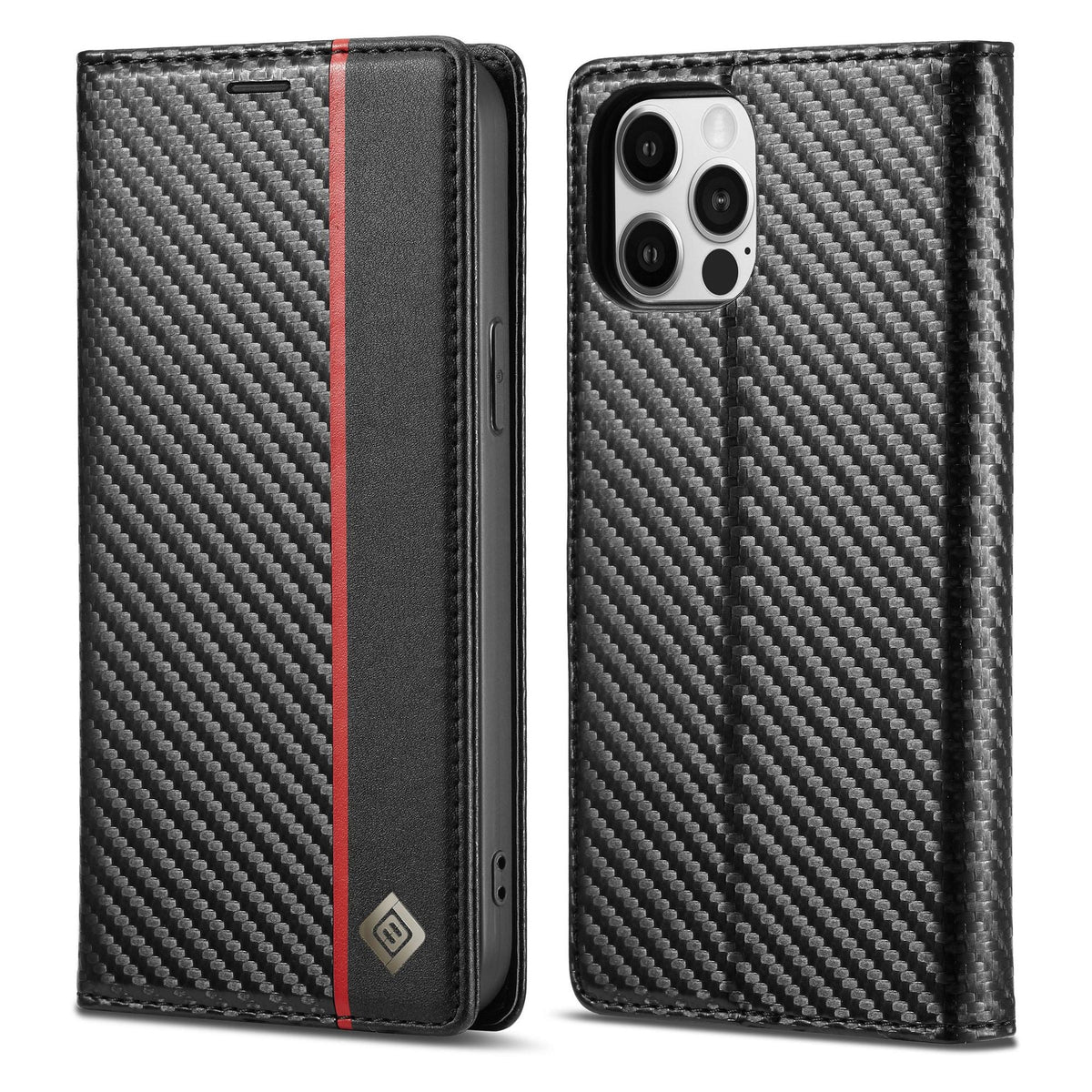 Carbon Fiber Magnetic Leather Case for iPhone