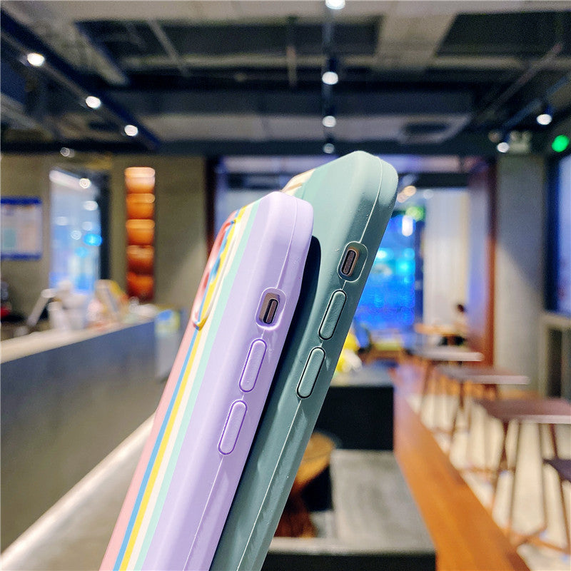 Rainbow Lanyard Silicone Case for iPhone