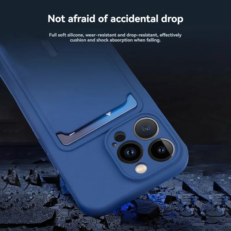 Silicone Card Slot Card Case for iPhone